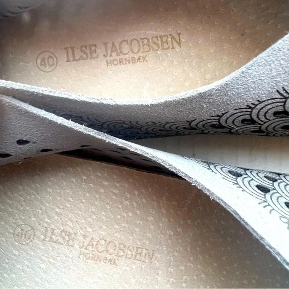 Ilse Jacobsen Gray Tulip Scalloped Slip On Shoes White Sole EU‎ 40 US 9.5 - 10